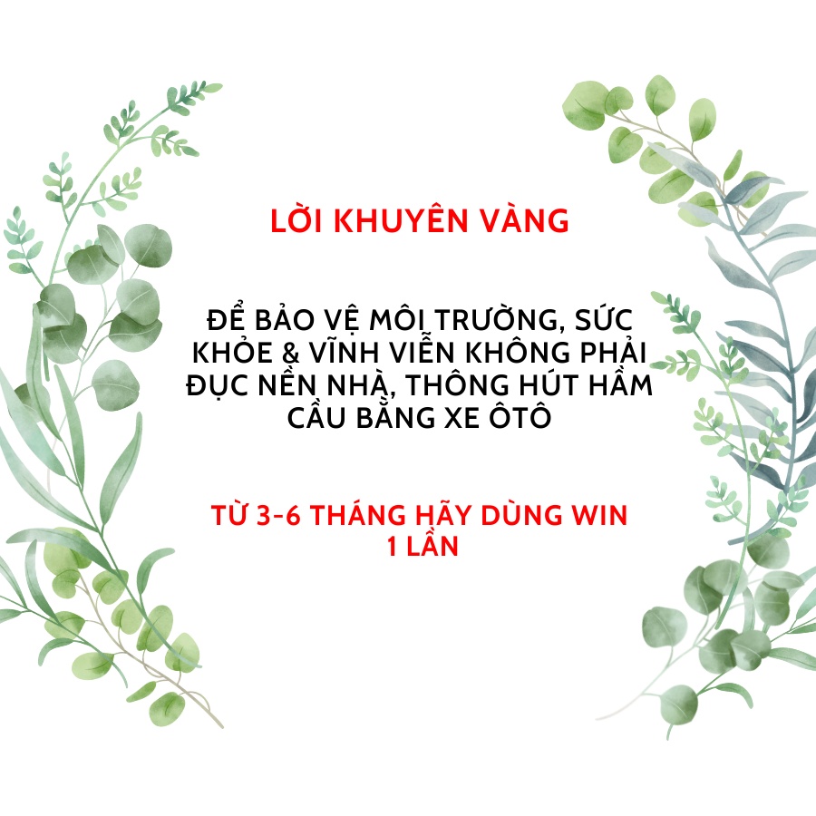 Khử Mùi Hôi - Phòng Tắc Nghẽn Hầm Cầu - Men Xử Lý Bể Phốt Win (Nhãn Vàng) - Vĩnh Viễn Không Phải Hút Bể Phốt