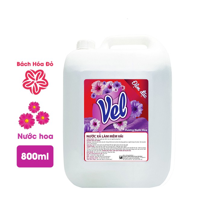Nước xả vải VEL ĐẬM ĐẶC chai 800ml - Hương Lavender (chuyên dụng cho tiệm Giặt Ủi)