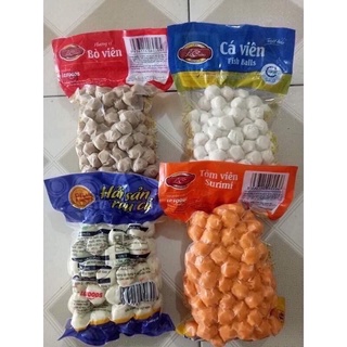 VIÊN CHIÊN CÁC LOẠI : BÒ VIÊN/TÔM VIÊN/CÁ VIÊN/HẢI SẢN RAU CỦ 500GR (HÀNG CÔNG TY LACUSINA)