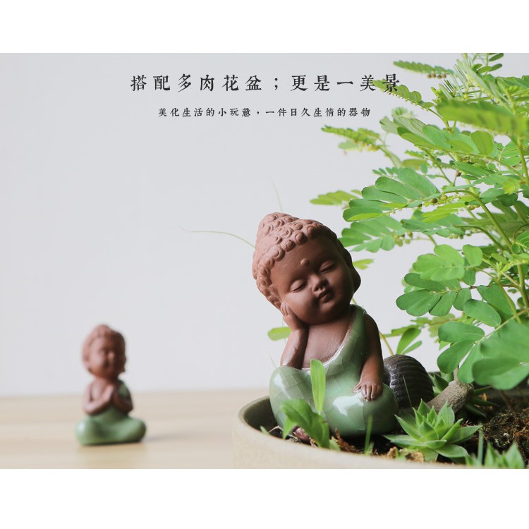 :   Tượng Phật Gốm Xanh Ngọc Ngồi Thiền Chuỗi Hạt