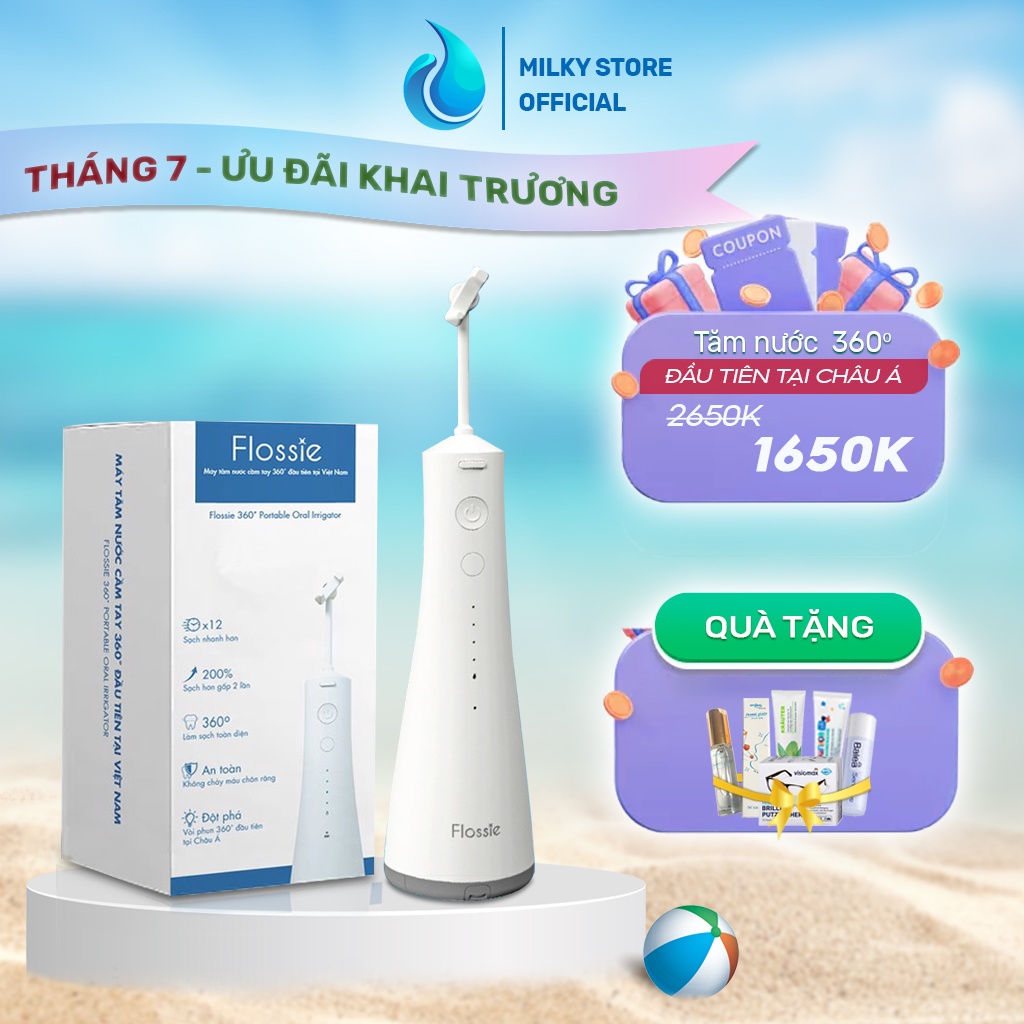Tăm nước hai chiều Flossie Máy tăm nước đầu phun xoay 360 độ