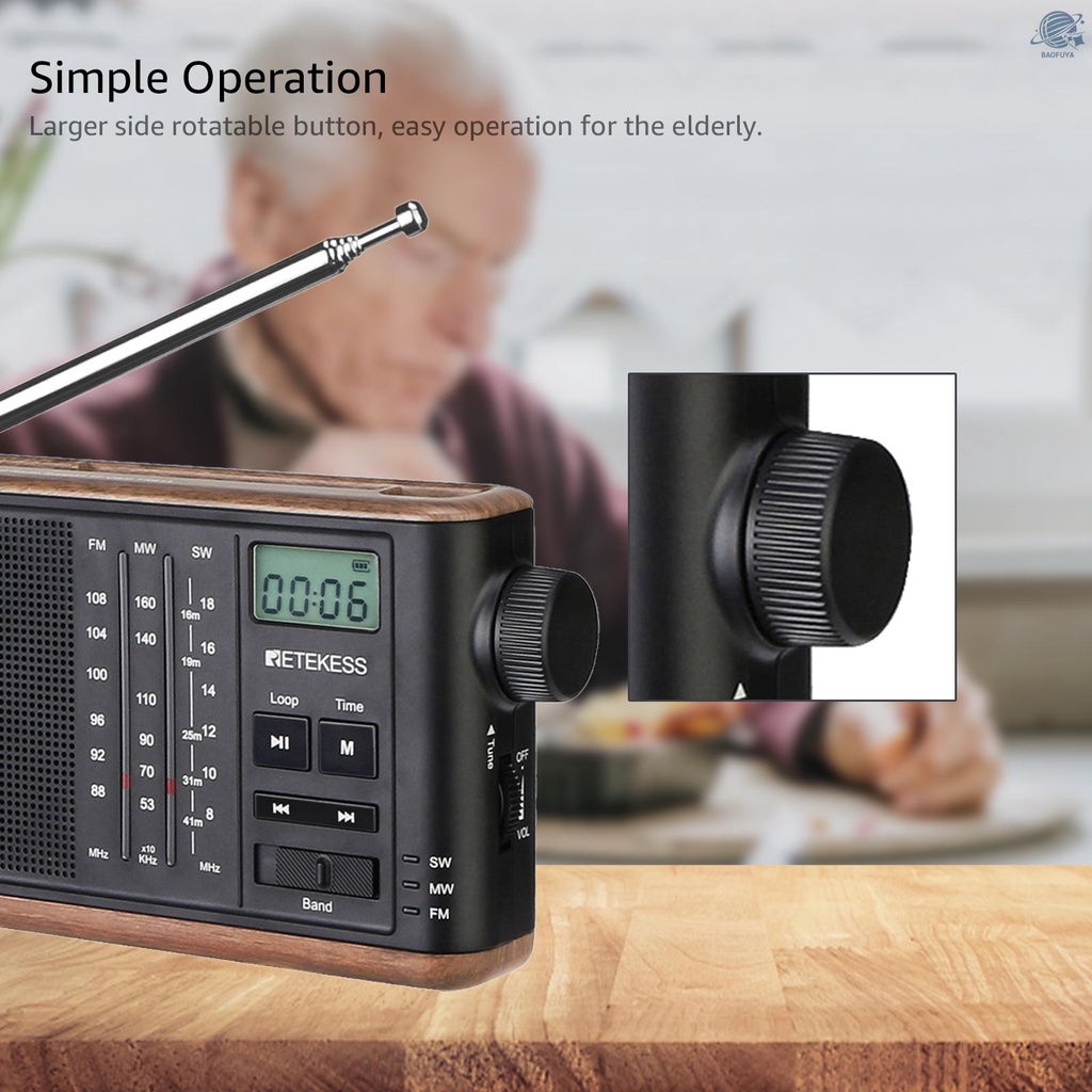 Đài Radio Retekess Tr613 Fm / Am / Sw Có Khe Cắm Tai Nghe 3.5mm