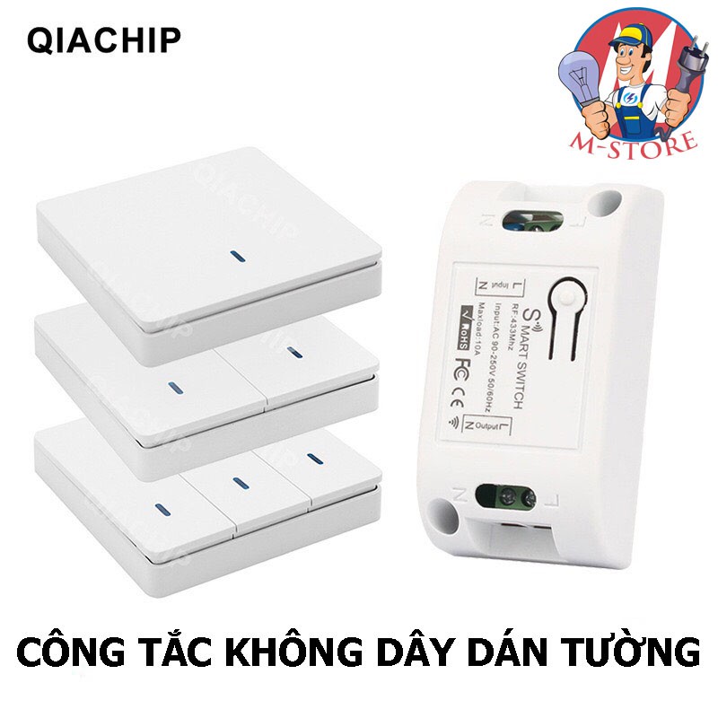 Công tắc không dây gắn tường phát sóng RF 433MHz – Có pin, tiện dụng, dễ lắp đặt – Bảo Hành 1 Tháng – M.Store