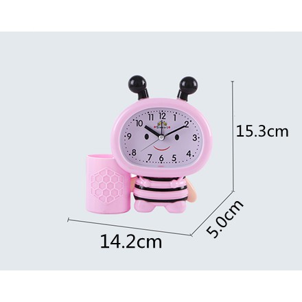 [TẶNG PIN] Đồng Hồ Báo Thức Hình Con Ong Cho Bé - Đồng Hồ Để Bàn Báo Thức Có Ống Đựng Viết Dễ Thương - Dumi Shop