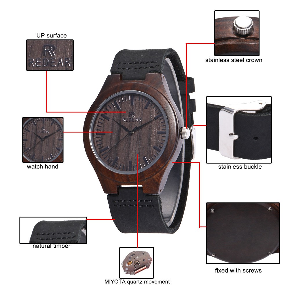 Đồng hồ bằng gỗ tre tự nhiên làm thủ công phong cách retro