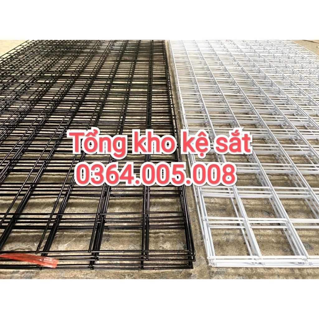 , Lưới sắt treo phụ kiện, tấm lưới ô vuông 1m x 1m - trắng, đen
