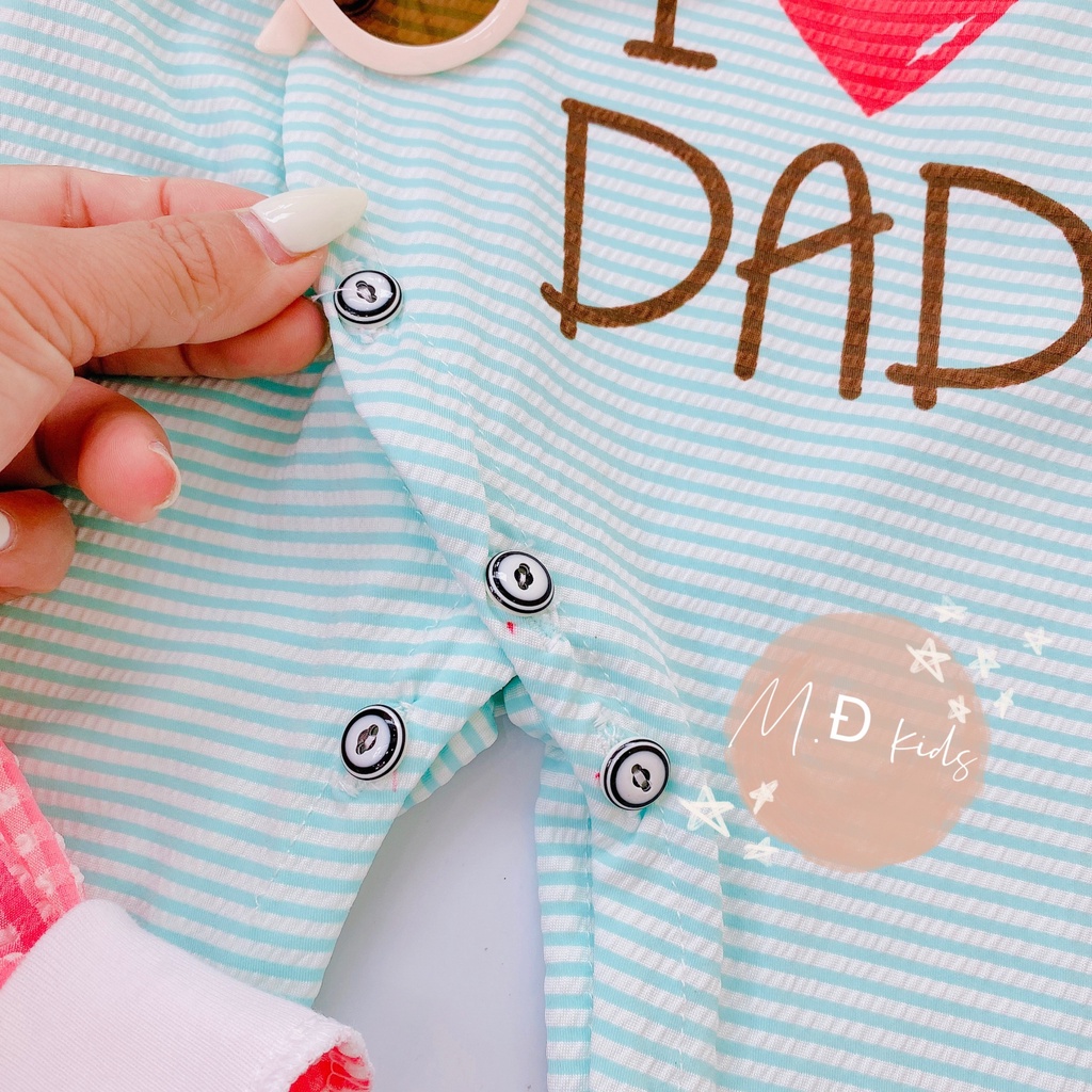 Bộ body dài tay cúc lệch I Love Dad I Love Mum cho bé trai bé gái - HÀNG XỊN