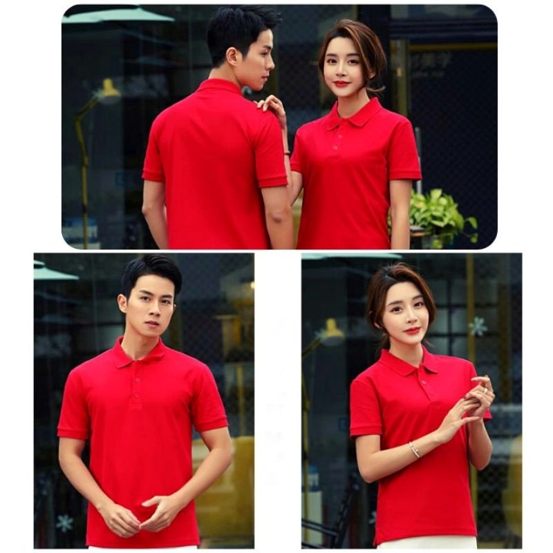 Áo thun polo nam nữ HUTA PT103 trơn màu đỏ tươi, vải cá sấu cotton, cao cấp mềm mịn thoáng mát