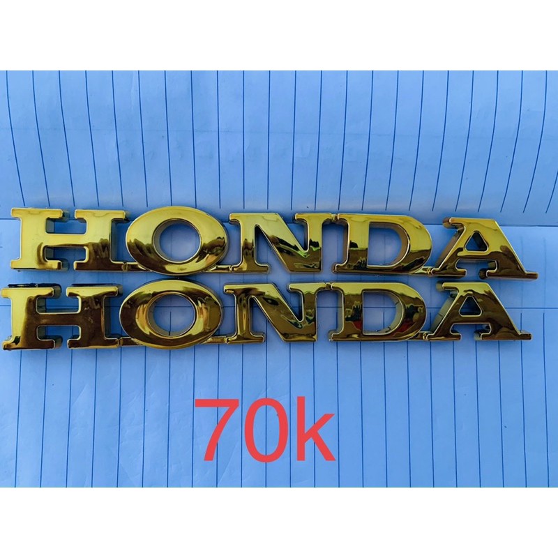 Logo Chữ Honda Bản To Mạ Crom 2 Màu Vàng - Bạc Cực Đẹp (giá 1 cặp)