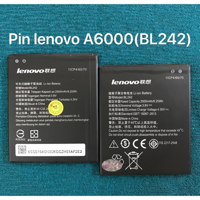Pin lenovo A6000 zin theo máy kí hiệu trên pin BL242