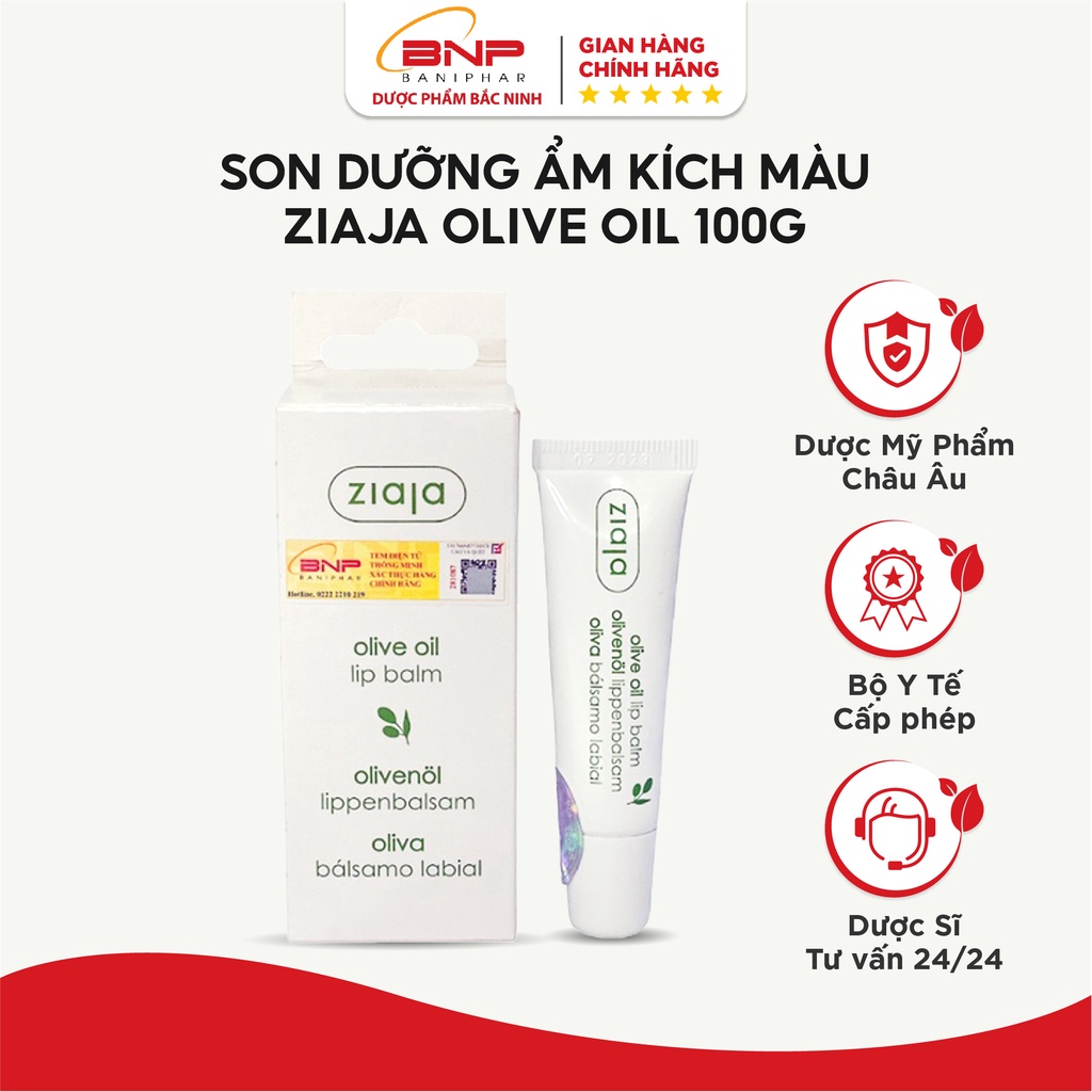 Son dưỡng ẩm kích màu môi Ziaja Olive Oil Lip Balm 100gr