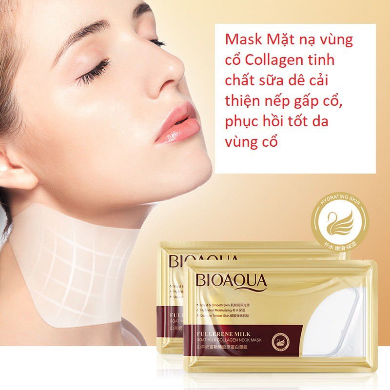 Mask Mặt nạ vùng cổ Collagen tinh chất sữa dê cải thiện nếp gấp cổ, phục hồi tốt da vùng cổ