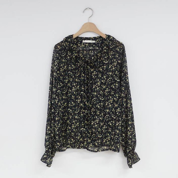 Áo voan hoa tay dài cột dây phong cách thời trang Hàn Quốc 27394