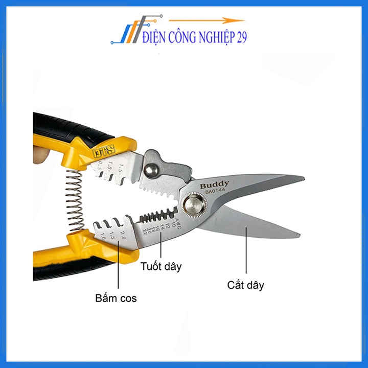 Kìm Đa Năng 3 Trong 1 Cắt - Tuốt - Bấm Cos Made In JAPAN (BA0144)