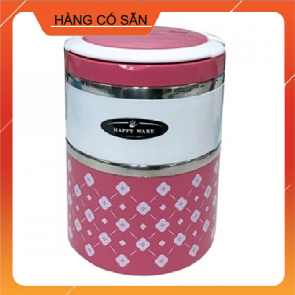 Cà Men Inox Bọc Nhựa - Hộp đựng thức ăn 2 Ngăn Happy Ware PB643/2 Thái Lan