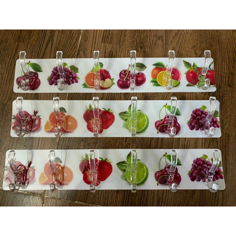 Móc Dán Tường 6 Móc Thanh Dài Hình Trái cây