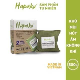 Túi Than Hoạt HAPAKU - Hút Mùi, Khí Độc Cho Ô Tô, Tủ Lạnh, Phòng Ngủ Từ 100% Gáo Dừa Bến Tre (500G)