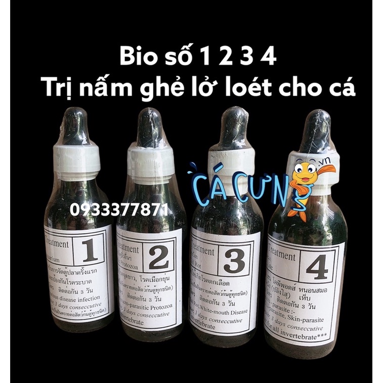 Bio knock số 1-2-3-4 chai to 60ml | Khử Clo, Xử lý Nấm, Ghẻ, Ký sinh trùng cho cá cảnh