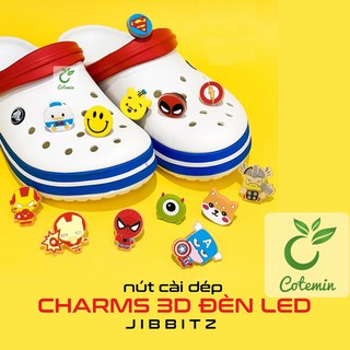 Nút cài dép Sticker Jibbitz Charm 3D ĐÈN LED cho sục bít đầu Crocs Duet Crocband Baya Bayaband