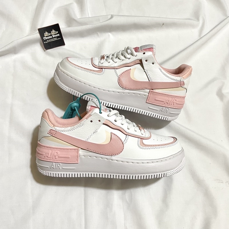 Giày AF1 shadow trắng cam hồng cao cấp, giày Air force 1 shadow trắng hồng