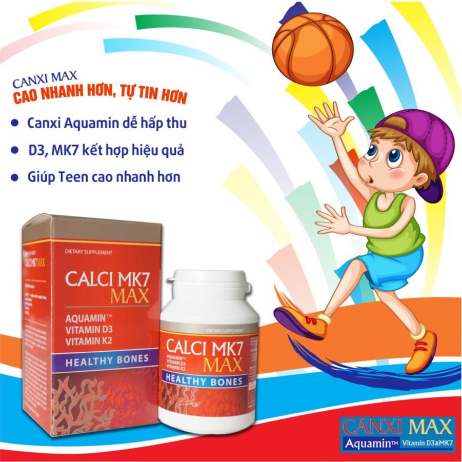 ✔️️️(Tặng quà) Calci MK7 Max - Tăng chiều cao cho Tuổi Dậy Thì, bà Bầu, Người Cao Tuổi - Giúp xương và răng chắc khỏe