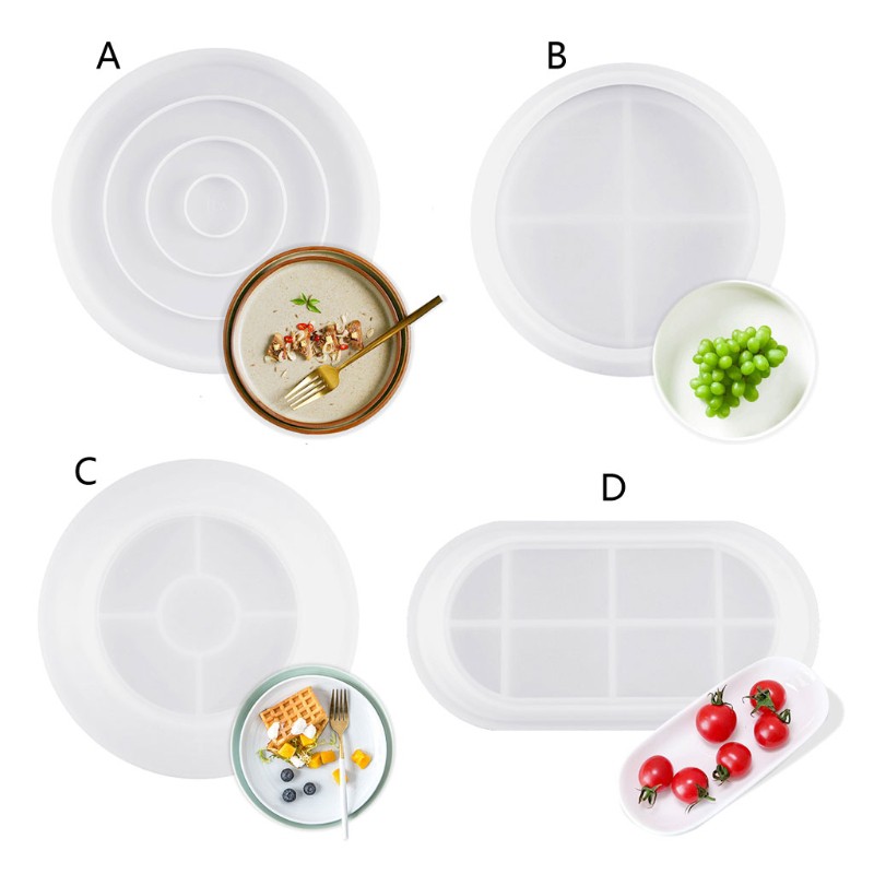 Khuôn silicon đổ nhựa resin làm khay đĩa cỡ lớn DIY