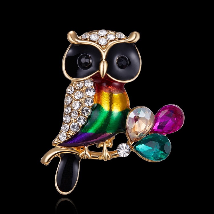 Ghim cài áo hình chim cú đính đá thời trang cho nữ
