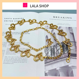 Đai váy áo xích vàng trái tim LV sang chảnh - Dây xích eo thắt váy áo nữ kim loại vàng hàng cao cấp loại 1