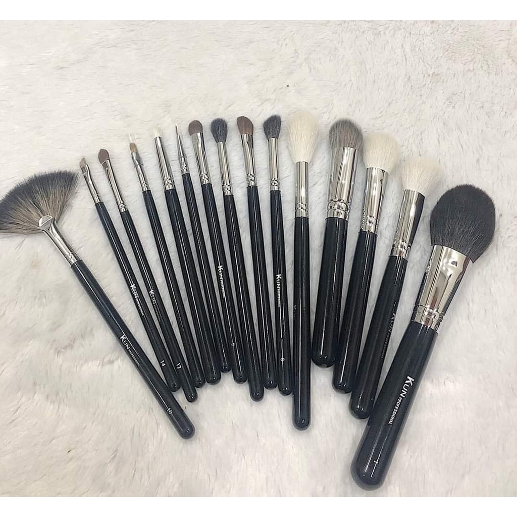 Bộ cọ cá nhân Kun 15 cây lông thú siêu mềm bám phấn