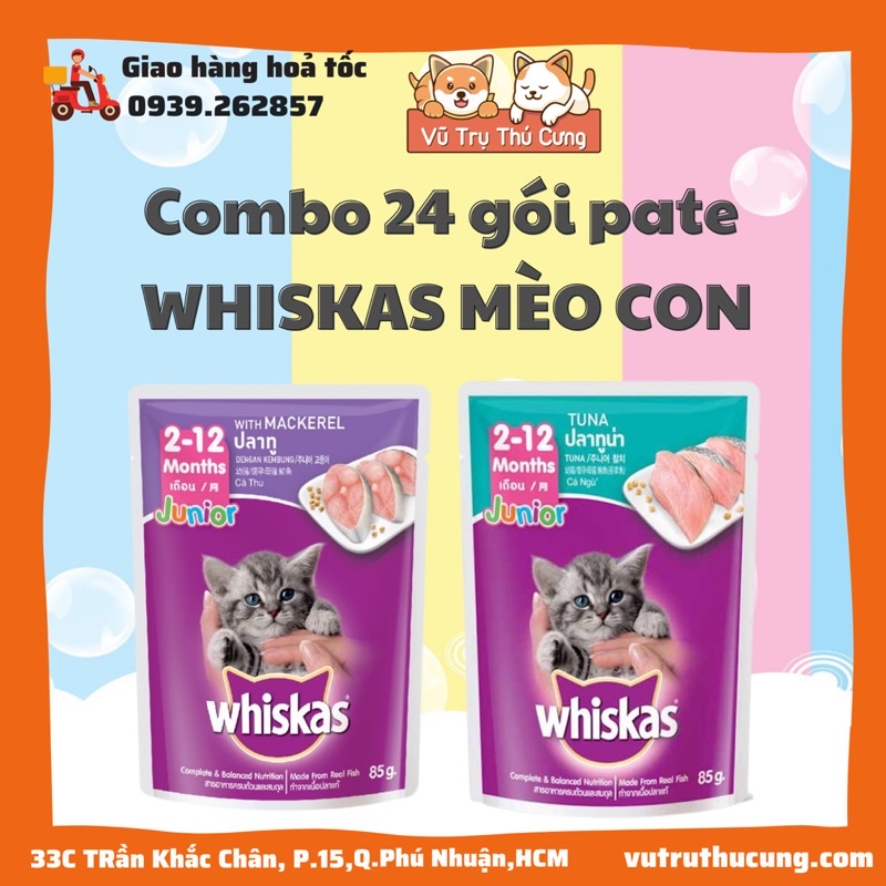 Combo thùng 24 gói Pate Whiskas dành cho mèo con