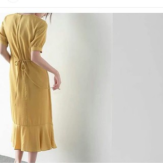 (Có sẵn+hình thật) Đầm maxi vàng đũi chất đẹp