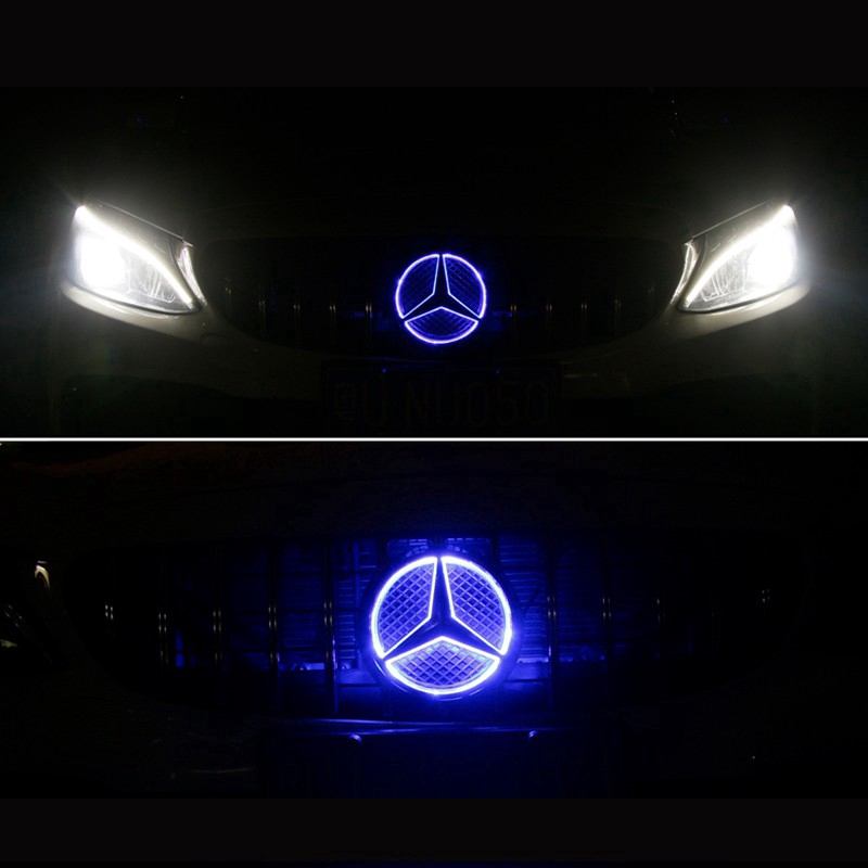 In stock Car Front Center LED Light Grille Emblem Badge Decal for Mercedes Benz W166 W176 W204 W207 W212 W218 W245 W251 W463 Accessories