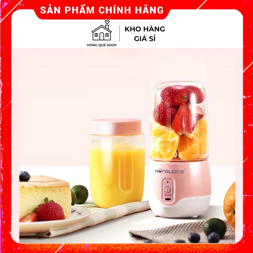 [300ml] Máy Xay Sinh Tố Mini 6 lưỡi dao, Máy Ép Trái Cây Cầm Tay Cao Cấp Honguo Sạc Pin