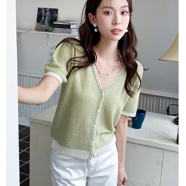 Áo Dệt Kim Ngắn Tay Thoáng Khí Thoải Mái Phong Cách Mới Xuân Hè 50914