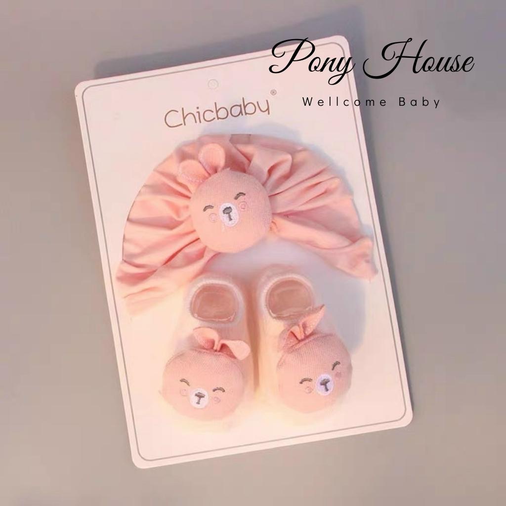 Set Mũ Turban Kèm Tất Len Hình Thú Chicbaby cho bé Sơ Sinh Đến 6 Tháng