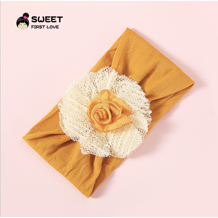 Turban- băng đô cotton cho bé cotton mềm mịn hoa ren