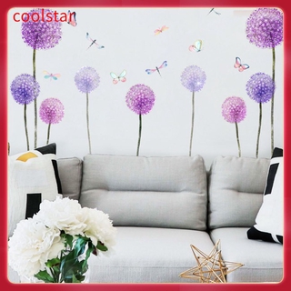 Sticker Dán Tường Họa Tiết Hình Hoa Bồ Công Anh Màu Tím Dùng Trang Trí Phòng Ngủ