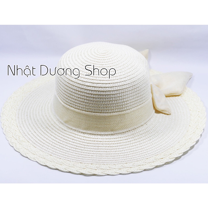 [ FREESHIP ] Mũ cói NƠ TO vành rộng 10 cm, vòng đầu 57 cm - chất liệu vải cói đẹp thích hợp cho chị em phụ nữ