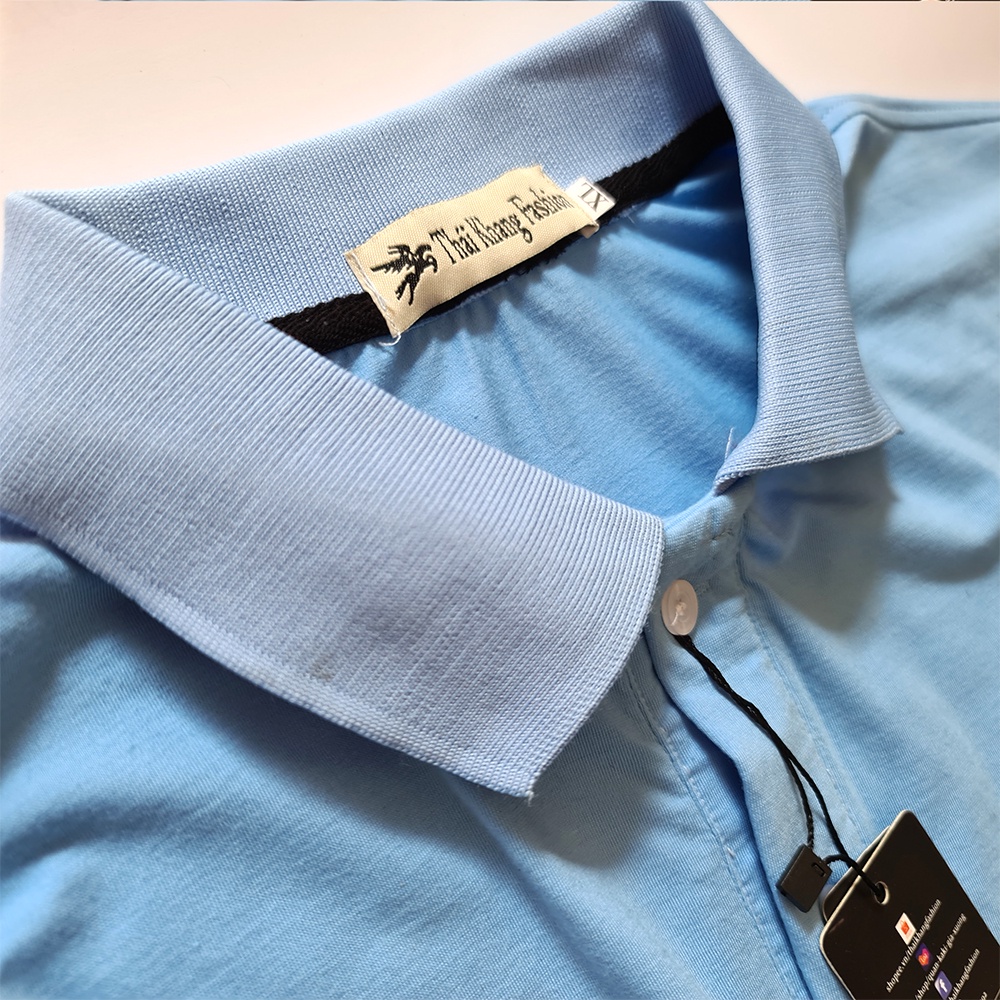 Áo thun nam có cổ form rộng trung niên vải cotton dệt riêng cho Thái Khang loại áo thun polo ngắn tay ATHUN17
