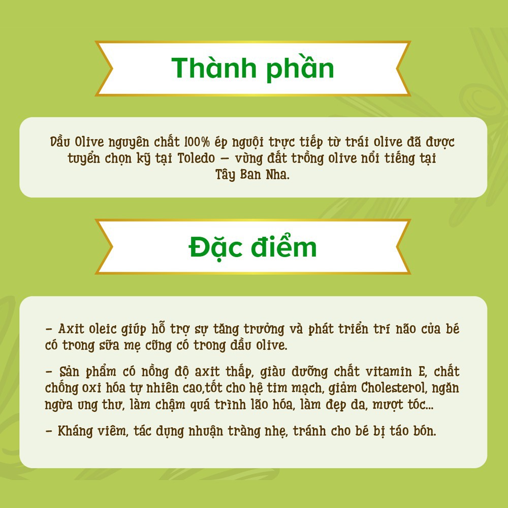 Dầu Olive Dintel ép nguyên chất 100% cho bé ăn dặm (chai thủy tinh 100ml)