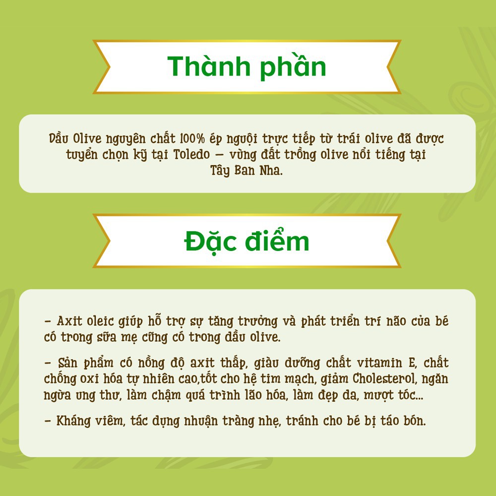 Dầu Olive Dintel ép nguyên chất 100% cho bé ăn dặm (chai thủy tinh 250ml)