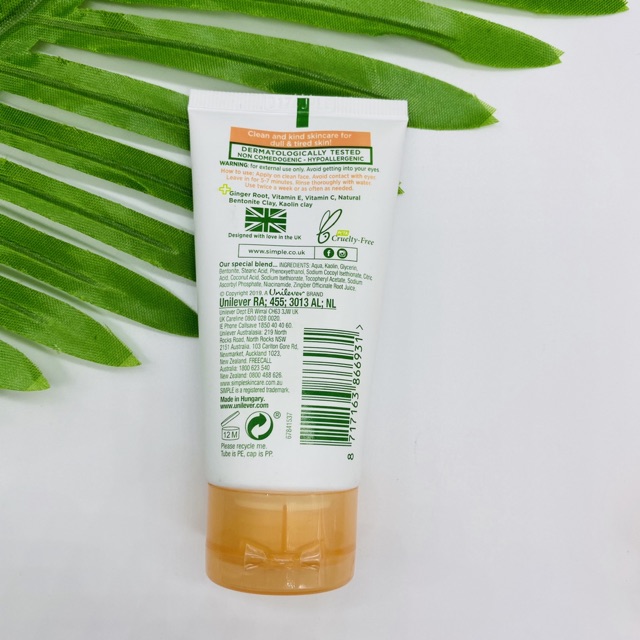 Mặt nạ thải độc làm sáng da Simple Detox And Brighten Clay Mask 50ml