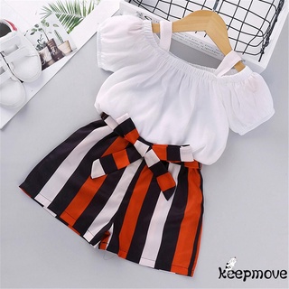 Set áo thun tay ngắn cổ thuyền màu trơn + quần short kẻ sọc trắng / vàng / đen cho nữ