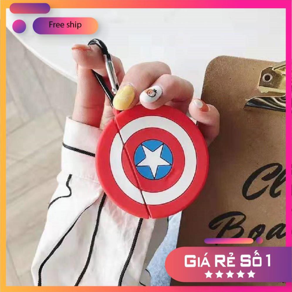 Airpods Case ⚡ Tặng Móc Đeo ⚡ KHIÊN CAPTAIN AMERICA Case Tai Nghe Không Dây Airpods 1/ 2/ i12/ PRO - Châts Case Store