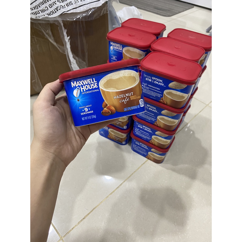 [Hàng Mỹ đi Air] Cà phê hòa tan 3 trong 1 Maxwell House International hương Hazelnut 270g