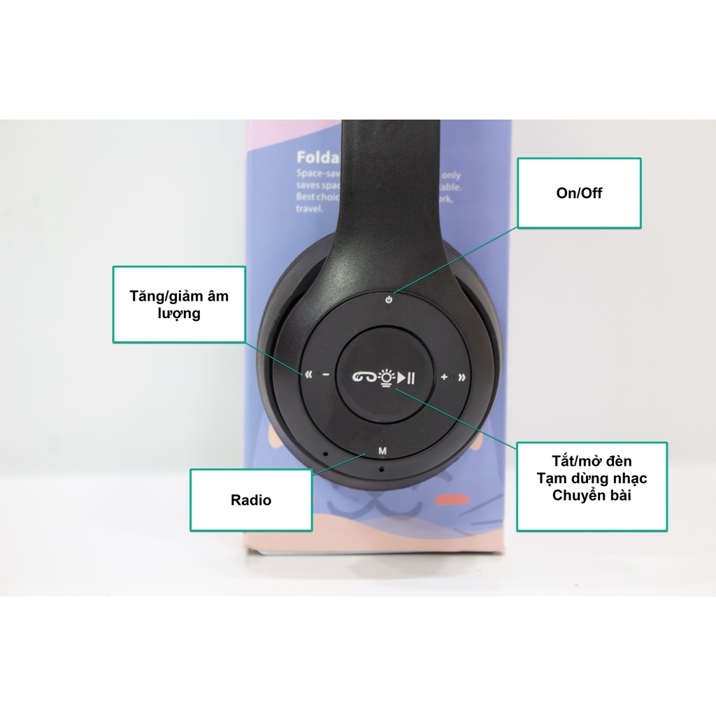 [Video] Tai Nghe Tai Mèo Không Dây Kết Nối Bluetooth P47 Có Khe Cắm Thẻ Nhớ