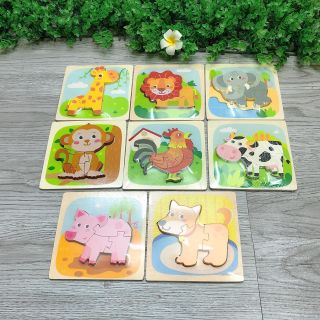 Combo 3 tranh gỗ ghép hình và 10 nút bịt ổ điện