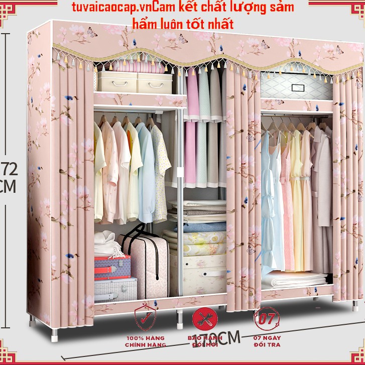 Tủ vải khung gỗ 4 buồng loại 1