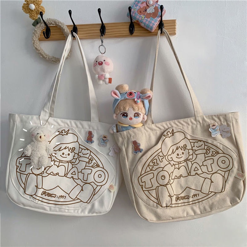 Túi Xách Đeo Vai Bằng Vải Cỡ Lớn Phong Cách Harajuku Hàn Quốc Mới Cho Nữ