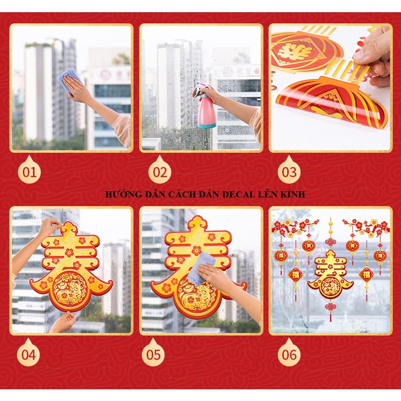 Decal trang trí tết, hình dán trang trí năm mới mẫu năm mẹo 2023